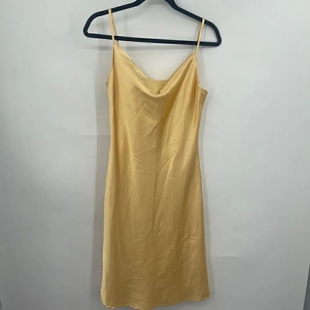 Audrey 3.1 Spaghetti Cowl Neck Satin Golden Yellow Cami Top Size M